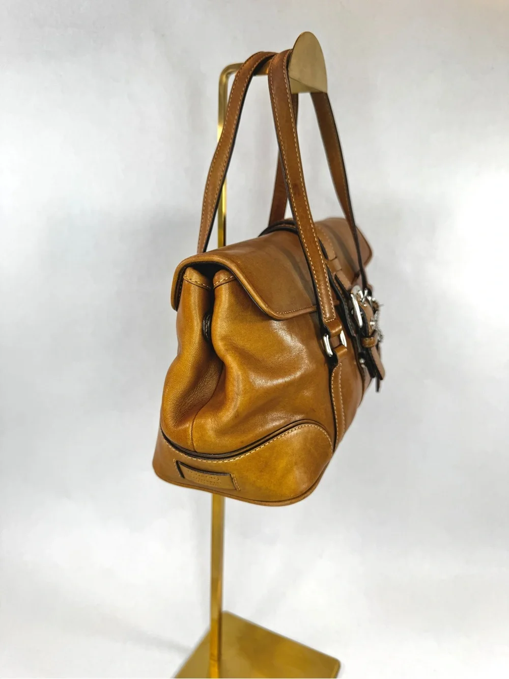 Vintage Coach Hamptons Flap Satchel 9267 British Tan Leather Shoulder Bag